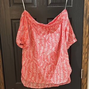 Michael Kors Orange and Pink Flutter Sleeve Blouse